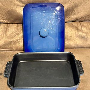 Parini 9" x 12" BLUE Lidded Casserole Non-Stick Cookware Oven Baking Dish